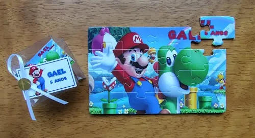 Lembrancinha Personalizada Quebra Cabeça Super Mario
