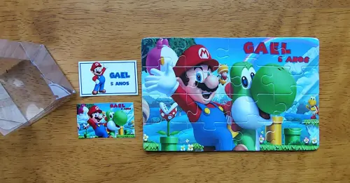Lembrancinha Personalizada Quebra Cabeça Super Mario