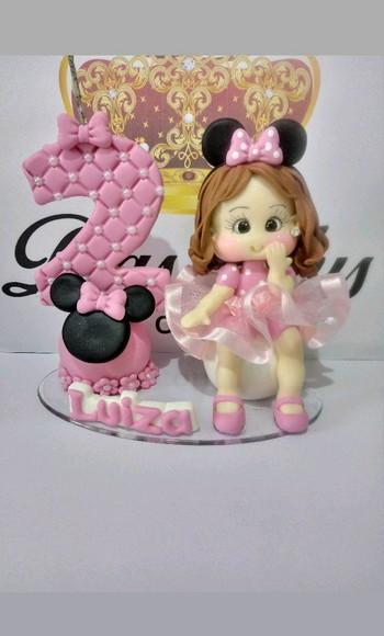 Vela minnie rosa com boneca
