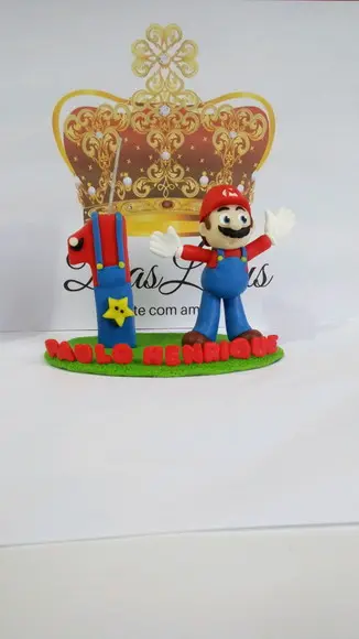 Vela em biscuit mario
