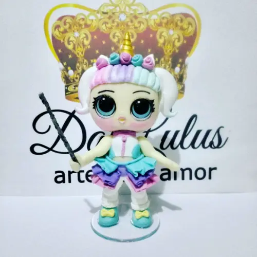 Vela em biscuit unicornio