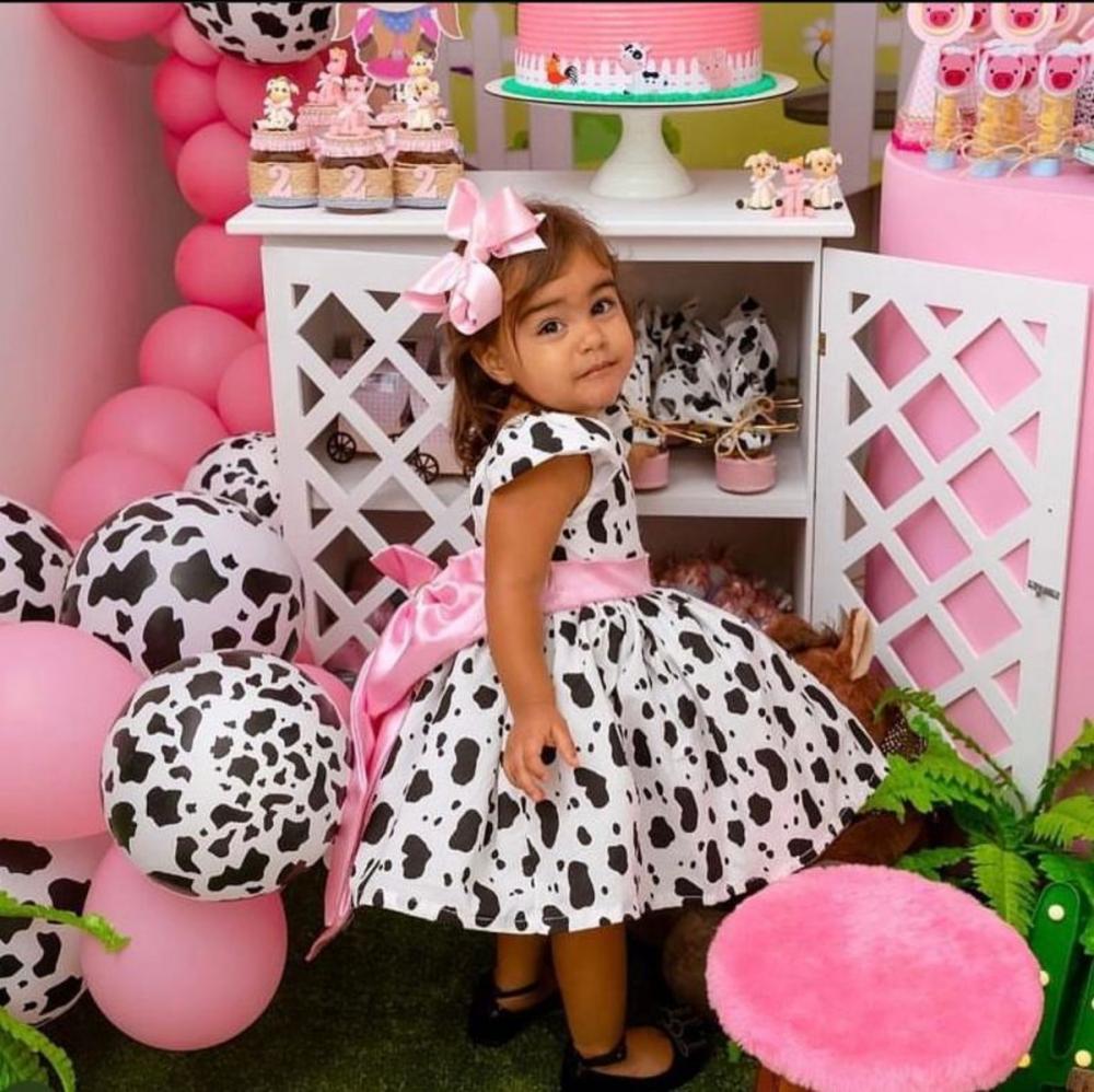 Vestido Temático Infantil Fazendinha Rosa