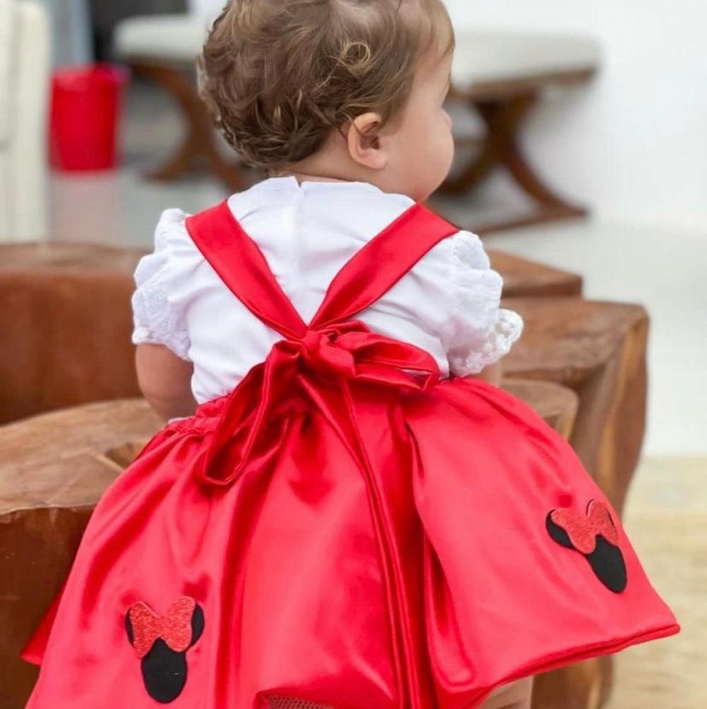 Vestido Salopete Infantil Minnie Confeiteira