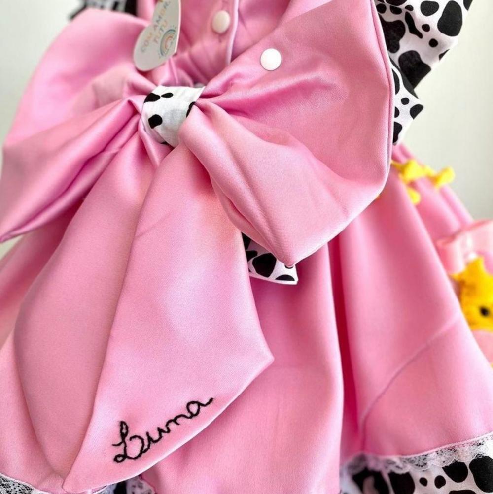Vestido Infantil Fazendinha Rosa
