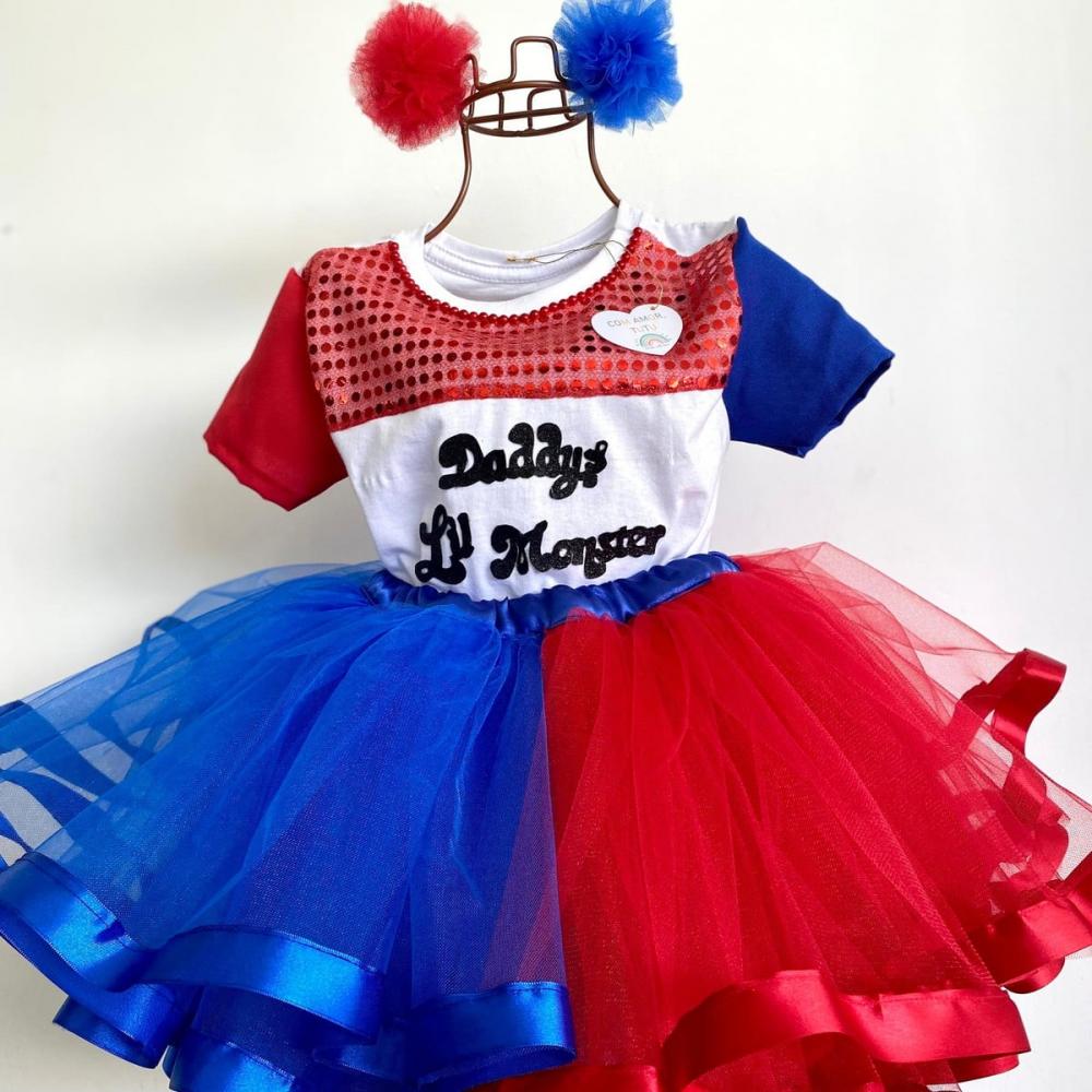 Vestido Fantasia Arlequina Harley Quinn