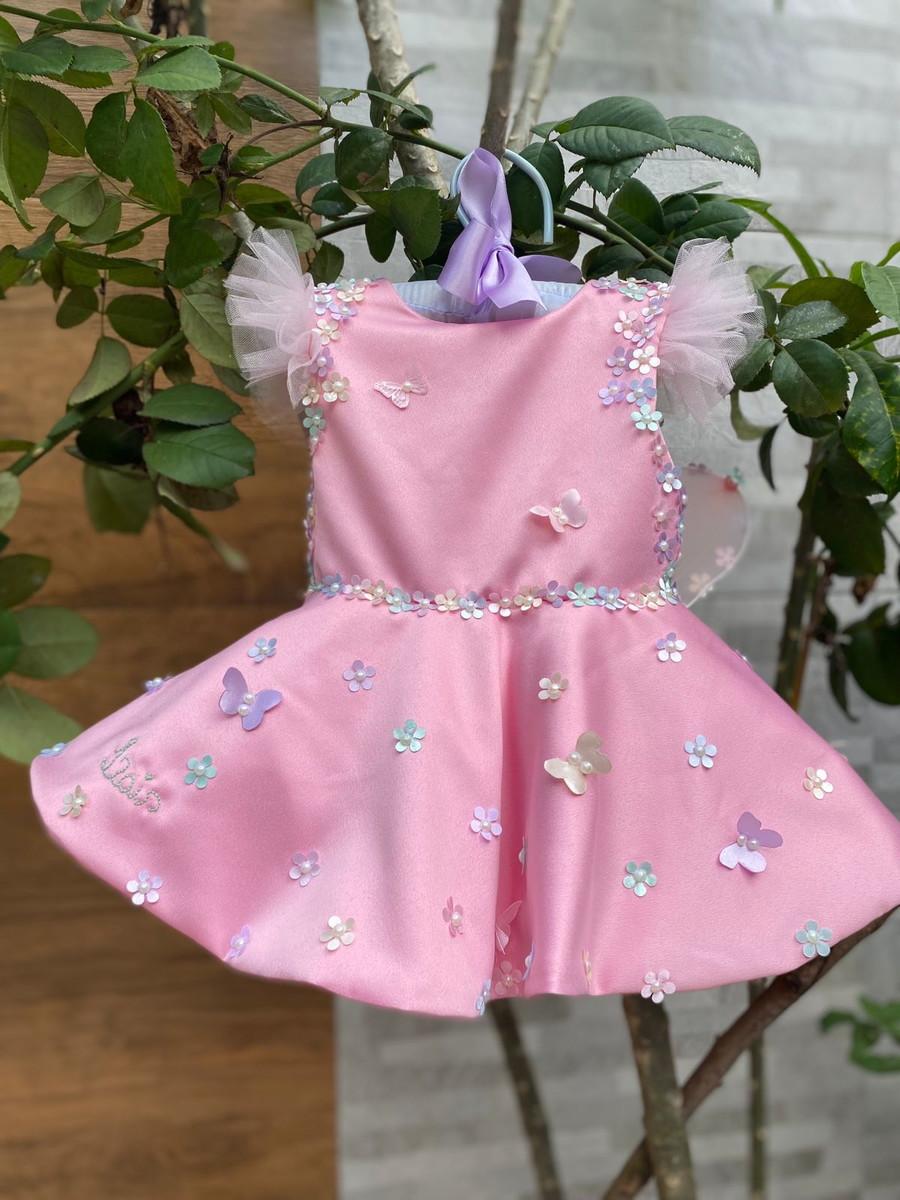 Vestido Jardim Rosa Luxo
