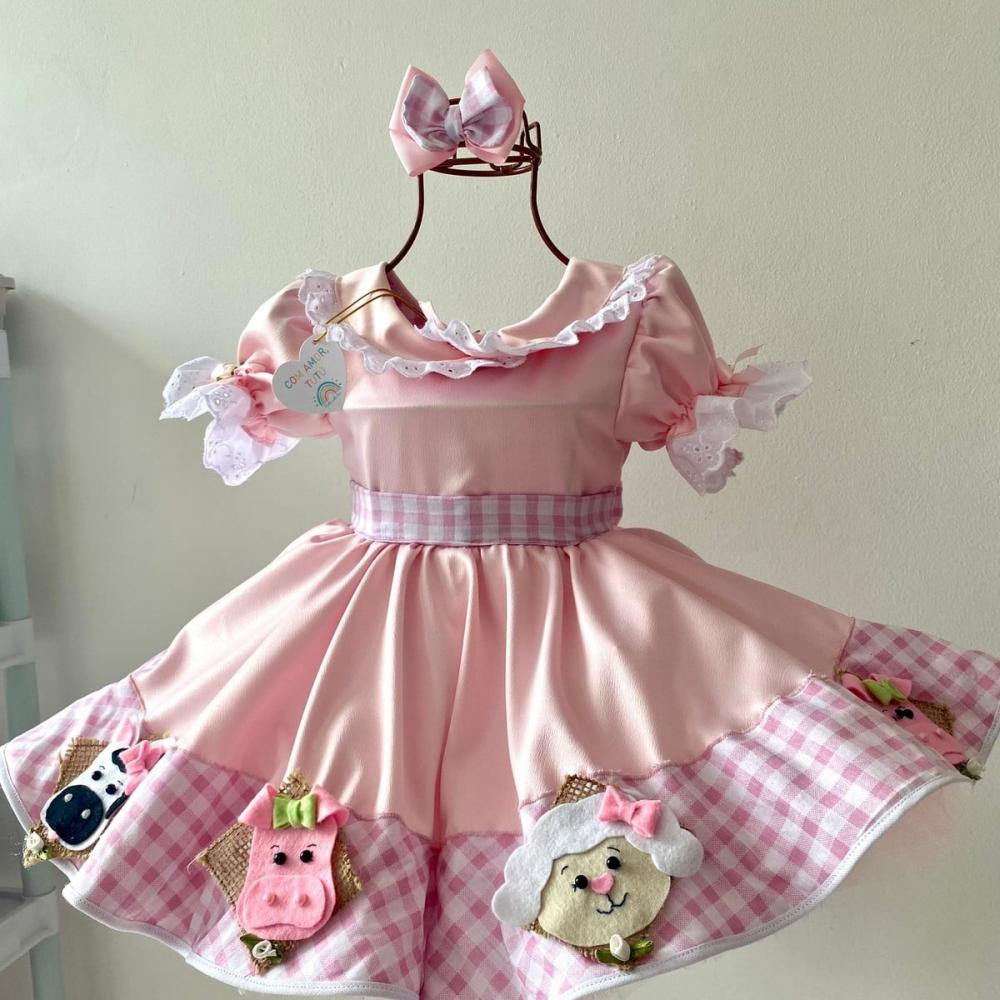 Vestido Fazendinha Rosa Luxo