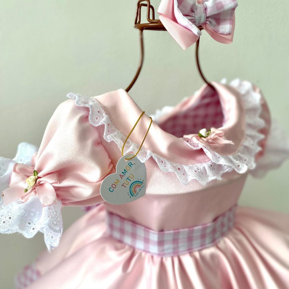 Vestido Fazendinha Rosa Luxo
