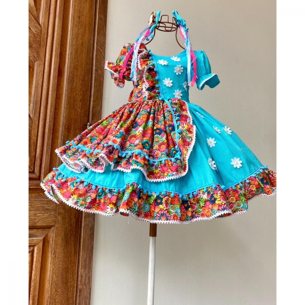 Vestido Junino Infantil Margaridas