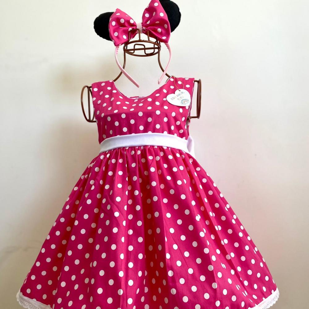 Vestido Minnie Rosa Poá