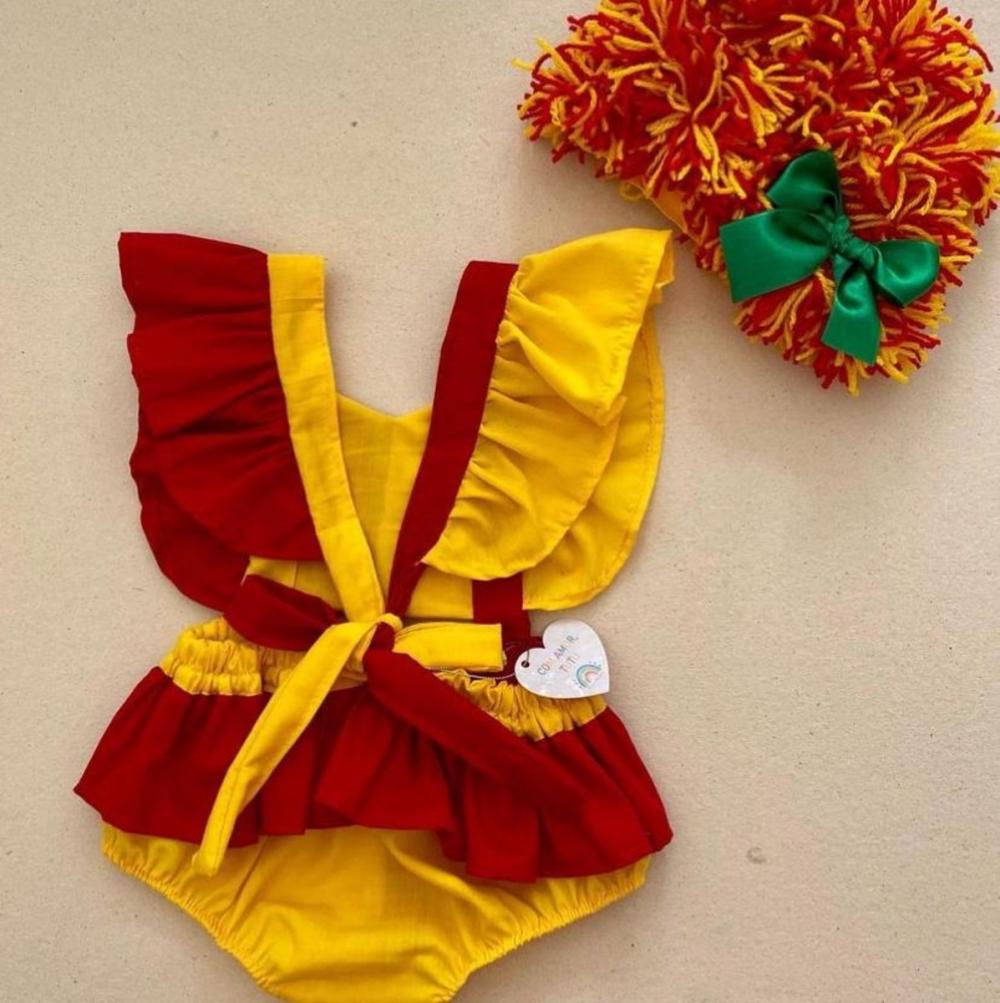 Fantasia Infantil Romper Emília (sítio do Pica Pau Amarelo )
