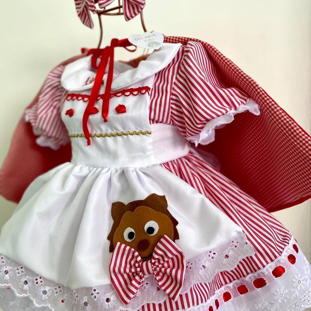 Vestido Infantil Chapeuzinho Vermelho com Capuz