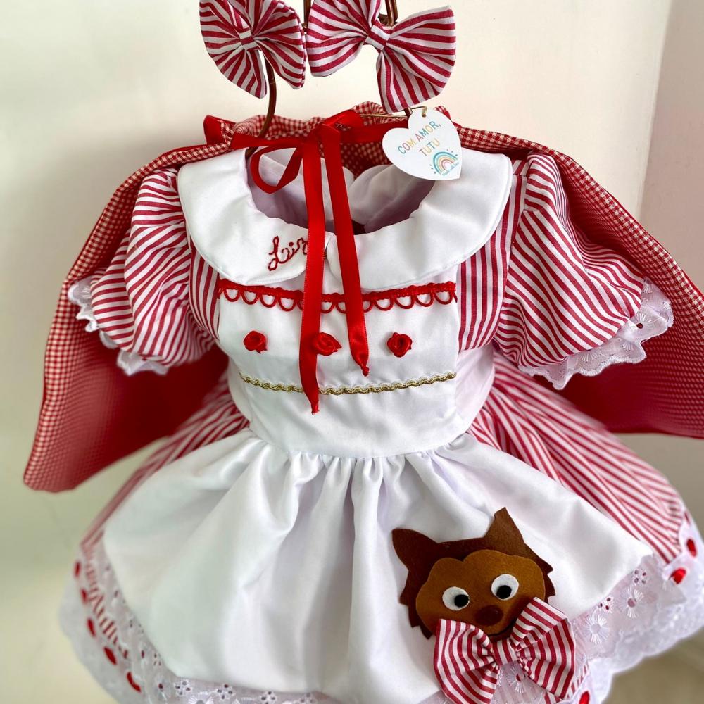 Vestido Infantil Chapeuzinho Vermelho com Capuz