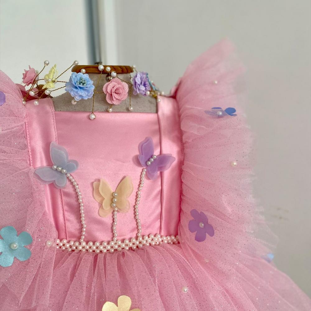 Vestido/ Tutu / Romper Jardim Rosa Luxo