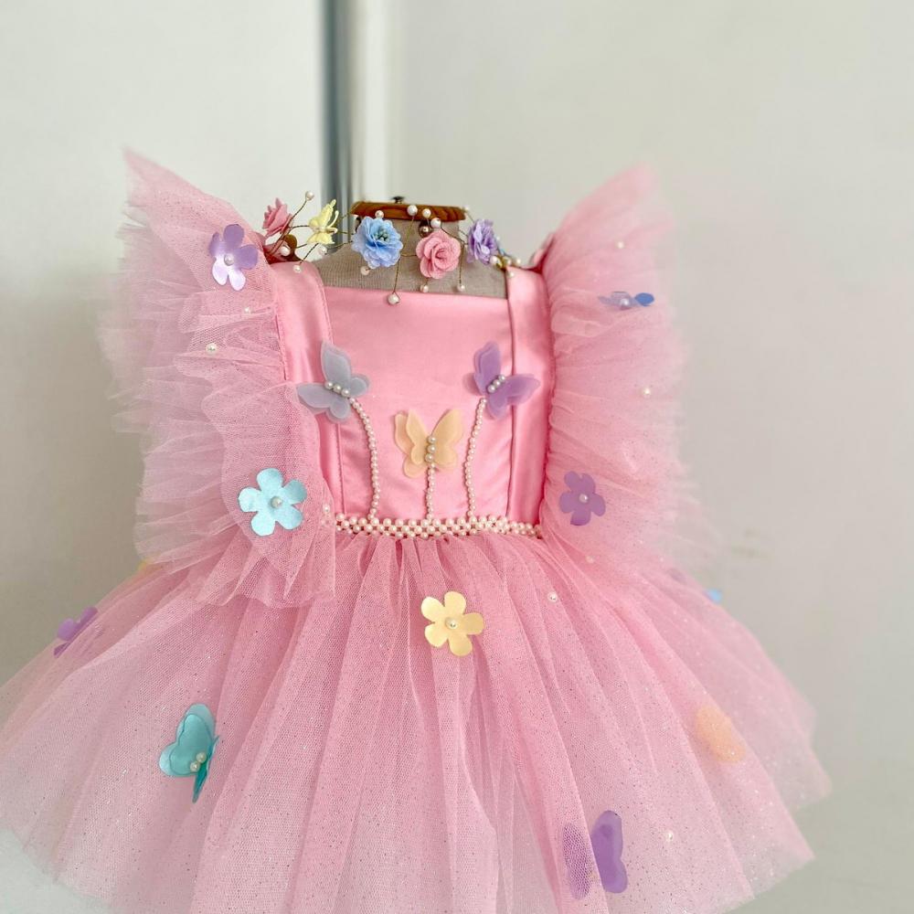 Vestido/ Tutu / Romper Jardim Rosa Luxo