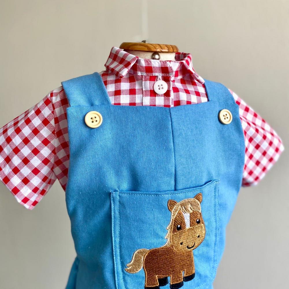 Macacao+ Blusa Fazendinha Menino