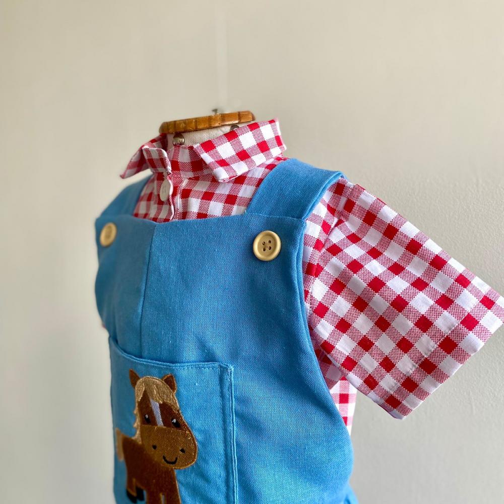 Macacao+ Blusa Fazendinha Menino