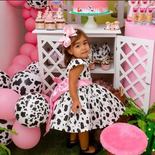 Vestido Temático Infantil Fazendinha Rosa