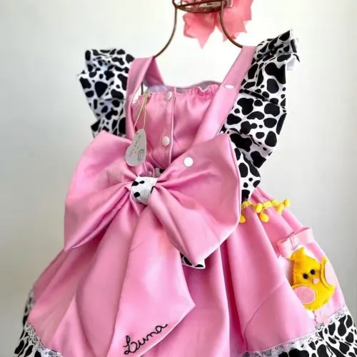 Vestido Infantil Fazendinha Rosa