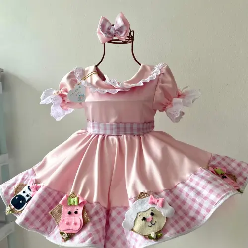 Vestido Fazendinha Rosa Luxo