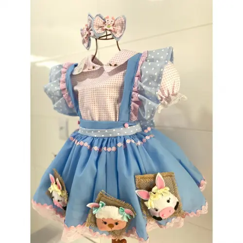 Vestido Luxo Fazendinha Rosa