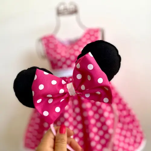 Vestido Minnie Rosa Poá