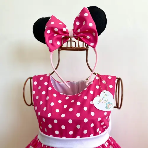 Vestido Minnie Rosa Poá