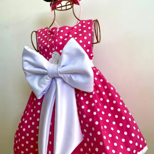 Vestido Minnie Rosa Poá