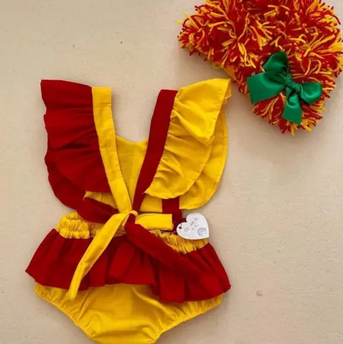 Fantasia Infantil Romper Emília (sítio do Pica Pau Amarelo )