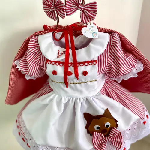 Vestido Infantil Chapeuzinho Vermelho com Capuz