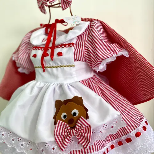 Vestido Infantil Chapeuzinho Vermelho com Capuz
