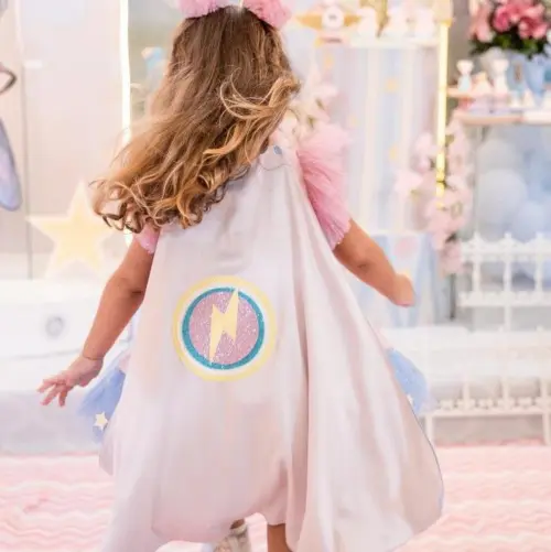 Vestido Super Heroína+ Capa Luxo