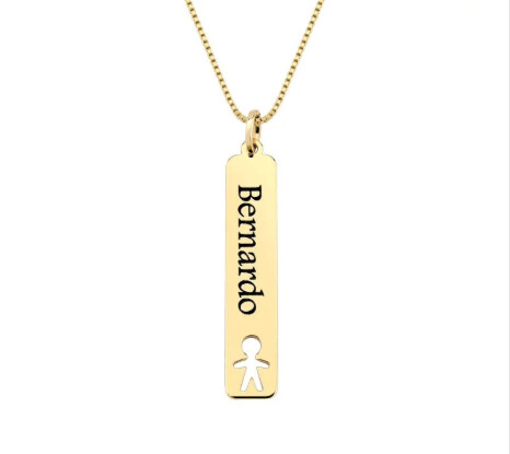 Colar Gravata Personalizável com Placa Vertical Filhos