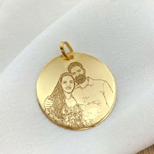 Medalha 25mm em Prata 925 com Banho de Ouro 18k