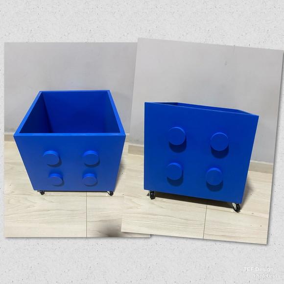 Caixa de Brinquedos Infantil Lego com Rodízios 40x40 MDF
