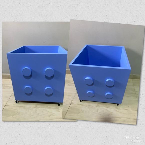 Caixa de Brinquedos Infantil Lego com Rodízios 40x40 MDF