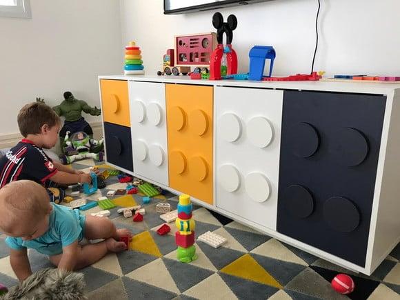 Armário Organizador Infantil Lego 1,60m em MDF para Brinquedos