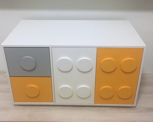 Armário Organizador Infantil Lego em MDF 1,00m Branco e Colorido