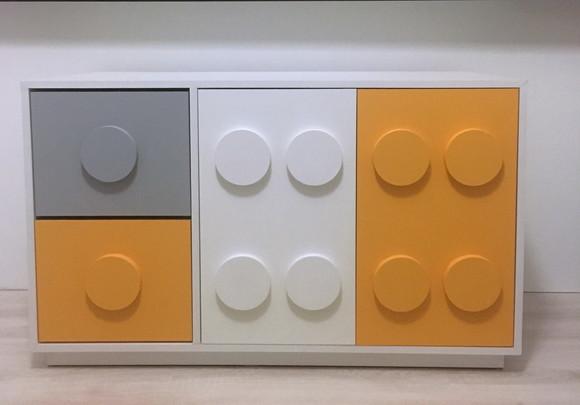 Armário Organizador Infantil Lego em MDF 1,00m Branco e Colorido