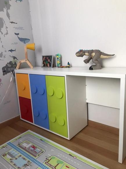 Mesa de Estudos Infantil com Armário Organizador Lego 1,45m