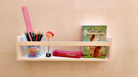 Porta Livros Infantil Branco 60 cm | Prateleira para Livros Infan