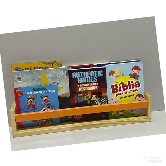 Porta Livros Infantil pinus 60 cm | Prateleira para Livros Infant