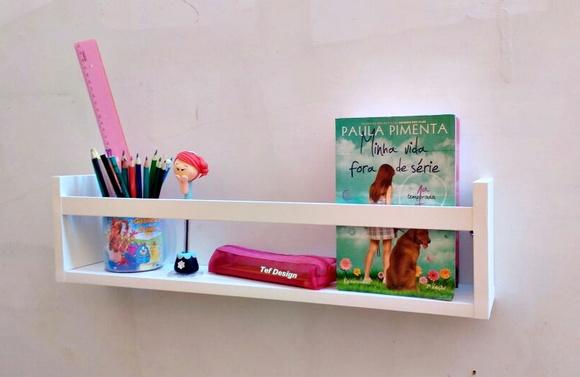 Porta Livros Infantil Branco 60 cm | Prateleira para Livros Infan