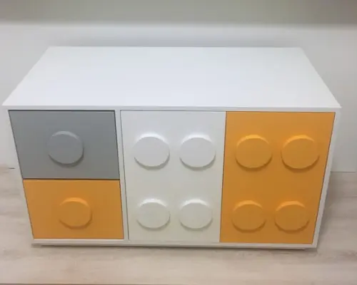 Armário Organizador Infantil Lego em MDF 1,00m Branco e Colorido