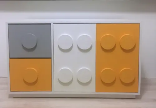 Armário Organizador Infantil Lego 1,00m com Portas e Prateleiras em MDF