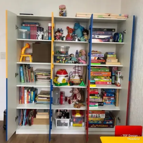 Armário Organizador Infantil 1,60m com Nichos e 4 Portas em MDF