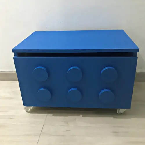 Baú Organizador Infantil Lego com Rodízios para Brinquedos em MDF