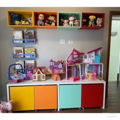 Kit Organizador Infantil com Caixas de Brinquedos, Nichos, Prateleiras e Revisteiro