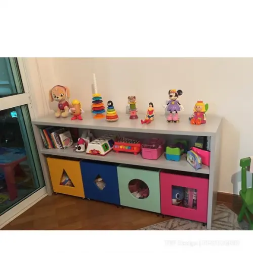 Organizador Infantil com Caixas e Estante para Livros | TEF Marcenaria