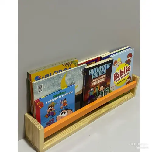 Porta Livros Infantil pinus 60 cm | Prateleira para Livros Infant